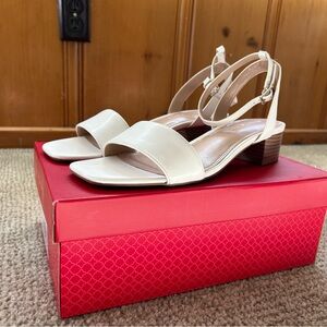 Kelly & Katie Cream Sandals with Block Heel